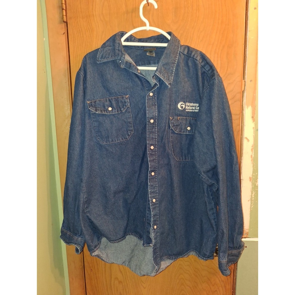 VTG Red Kap XL Deenim Work. Shirt Oklahoma Natural Gas One Embroidered Button...